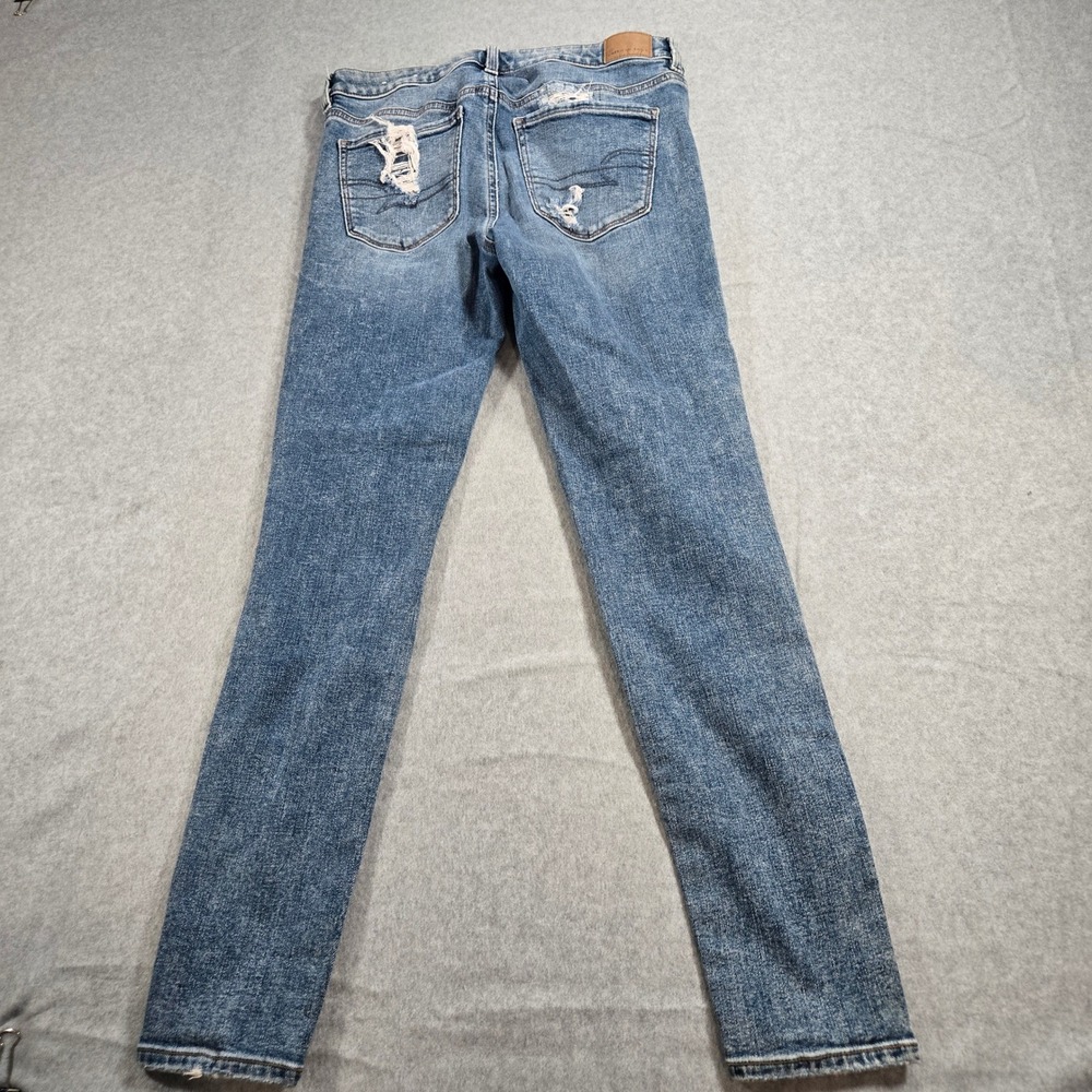 American Eagle Super Stretch Distressed Skinny Jeans Blue Size 8 Regular - Picture 4 of 9